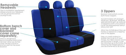 FH Group Car Seat Covers Combo Full Set with Carpet Floor mats Steering Wheel Cover and Seat Belt Pads- Universal Fit for Cars Trucks and SUVs (Blue)