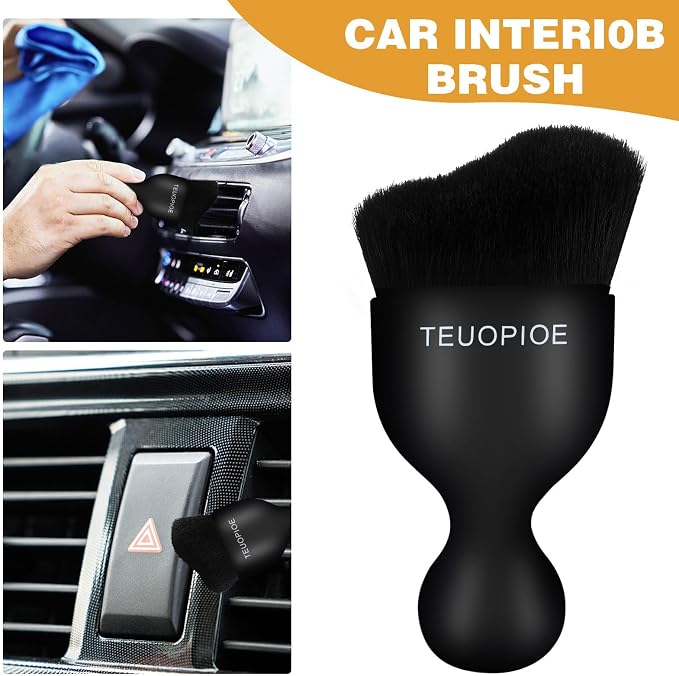 Car Interior Cleaning Brush, Car Duster Interior,Car Detailing Brush Dusting Brush,Car Interior Cleaning Tool, Auto Soft Hair Car Brush,Auto Interior Dust Brush for Air Vents(Black)