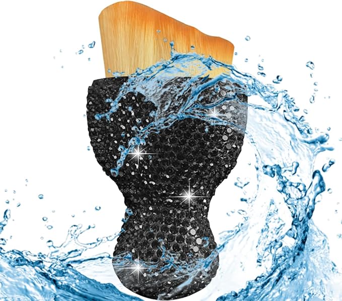 Bling Car Interior Dust Brush, Crystal Rhinestone Soft Auto Detailing Cleaning Brush, Sparkling Diamond Vehicle Dashboard Air Vent Cleaner for Women Girls, Universal for Vehicles (Black)