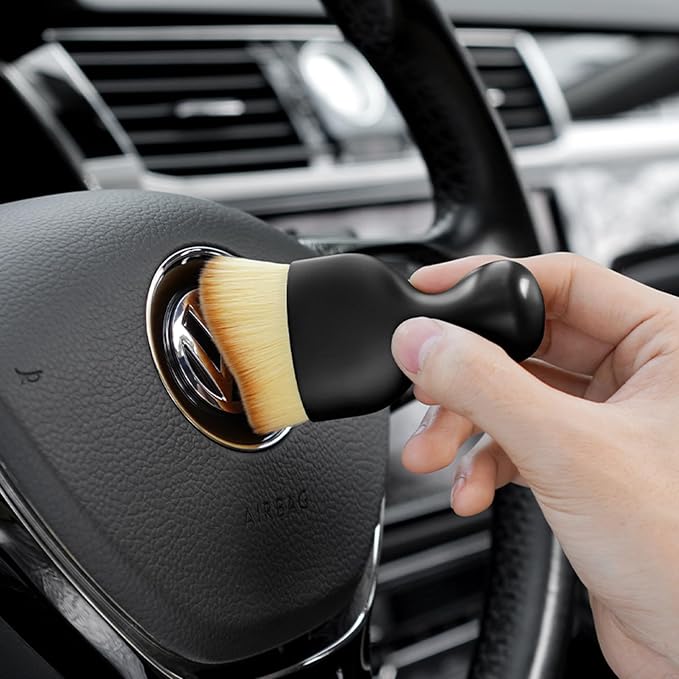 4 PCS Car Detailing Brushes Set, Car Cleaning Brush Car Interior Detailing Brush Bristles Soft Car Interior Cleaning Brushes and Microfiber Towel Kit for Cleaning Interior Exterior of Car