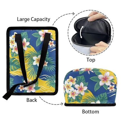 Talayituse Plumeria Palm Leaf Print Car Trash Bin, Large Size Auto Trash Can Adjustable Portable Garbage Can with Lid, Vehicle Hanging Bag for Headrest Front Back Seat
