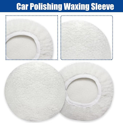6 PCS Car Buffing Pads for 5-6 Inch Orbital Polisher, Lamb Fleece Polishing Pad Buffer Polisher Bonnets, 5-6 Inch Polishing Pads Cover Waxing Pads for Car Detailing (White)