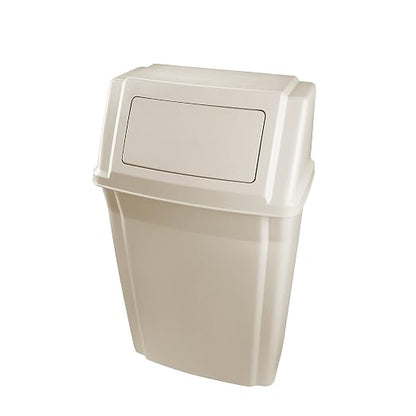 Rubbermaid Commercial Products Profile Wall Mount Trash/Garbage Can/Bin, 15 GAL, for Corridors/Washrooms/Schools/Kitchens, Beige