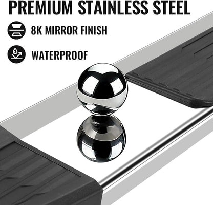 COMNOVA Running Boards Compatible with Vehicle Rail Nissan 2004-2025 Titan Crew Cab, 2016-2025 Titan XD Crew Cab. 6 Inch High Light Stainless Steel Step Bars and Side Steps Step Bars.