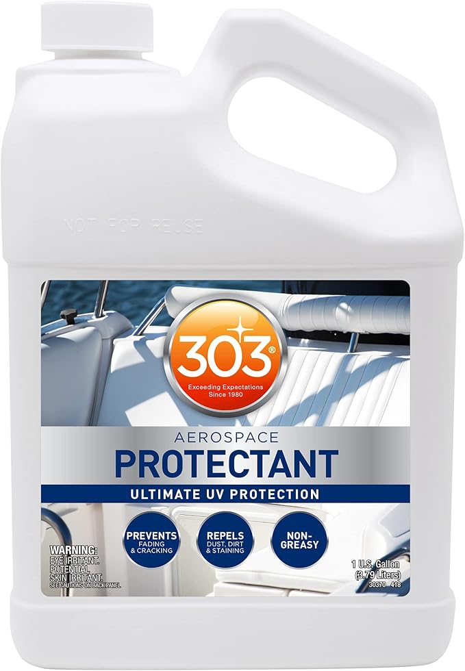 Provides UV protection for marine vinyl and surfaces while helping prevent fading, cracking, and staining.