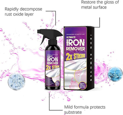 Rust Remover Spray for Metal, Car Rust Remover, 120ml Wheel Cleaner Spray, Multipurpose Iron Stain Removal for Car Detailing, Paint Wheels RV Boat Motorcycle
