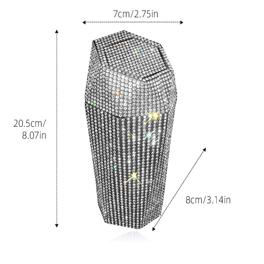 Rhinestone Car Trash Can with Lid, Sparkly Garbage Can, Diamond Design Small Automatic Portable Trash Can for Automotive, Home, Office, Kitchen, Bedroom.