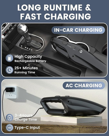 Handheld Vacuum Cordless Cleaner, Portable Mini Car Handheld Vacuum, Vacuum Portable with HEPA Filter, Hand Held Cordless for Car Accessories, Pet Hair, Home, Office