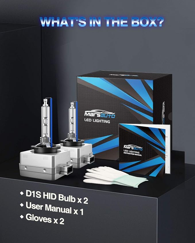 Marsauto D1S HID Bulbs, 6000K Cold White, Xenon Bulb(Not Halogen/Led Bulbs), 5 Years Lifespan, Waterproof Design, Up to 350% Brightness, Low/high Beam,2 Pcs