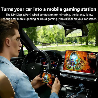 3-in-1 Wireless CarPlay Adapter with Video Streaming, Screen Mirroring & Fast Charging, Enables YouTube/TikTok via Wired Connection, Plug & Play,Car with Wired CarPlay