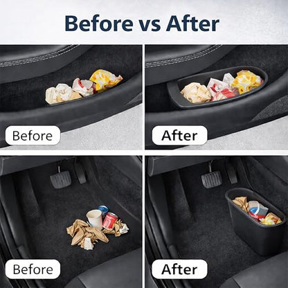 Front Door Trash Bin for Tesla Model Y Juniper 2025+, Side Door Portable Garbage & Storage Organizer, Hands-Free Toss Design, Waterproof Flexible TPE, Easy Clean, Interior Accessories, Black – 2 Pack