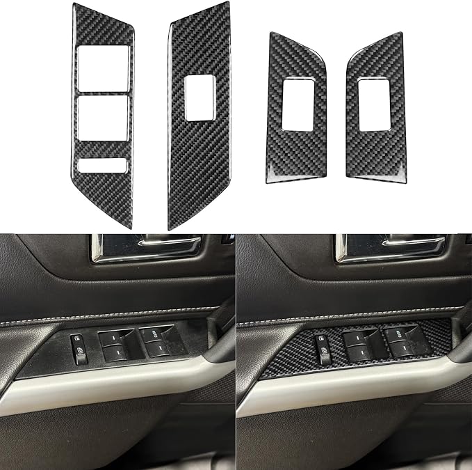 Premium Carbon Fiber Compatible with Ford Edge 2011-2014 2012 2013 SEL/Limited/SE/Sport Accessories Car Window Lift Button Panel Kit Cover Interior Trim Sticker Decal Black 4PCS