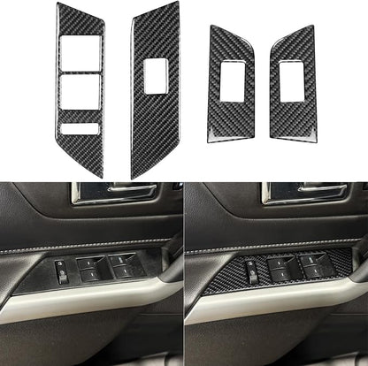 Premium Carbon Fiber Compatible with Ford Edge 2011-2014 2012 2013 SEL/Limited/SE/Sport Accessories Car Window Lift Button Panel Kit Cover Interior Trim Sticker Decal Black 4PCS