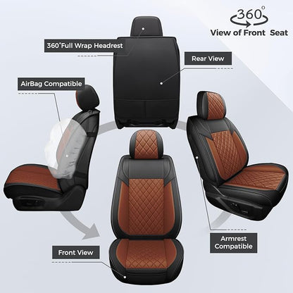 FREESOO Seat Covers for Dodge Ram 2019-2026 Ram 1500 Crew Quad Regular Cab 2011-2026 2500 3500 Mega Cab Bighorn Longhorn Laramie Tradesman, with Flat Bench, Black Brown