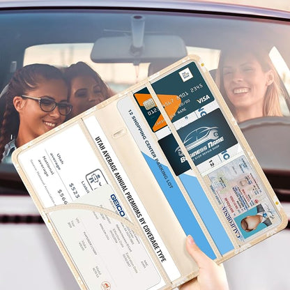 CoBak Car Registration and Insurance Holder - Vehicle Glove Box Car Organizer,Auto Truck Comparment Accessories Case with Magnetic Closure for Essential Document,Driver License,Cards