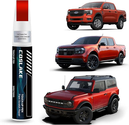 Car Touch Up Paint(Hot Pepper Red Metallic Tinted Clearcoat(EA/M7403A)) for Ford, Car Paint Scratch Repair Kit, Quick & Easy Solution, 2 in 1 Scratch Remover Pen with 2PCS Micro Applicators