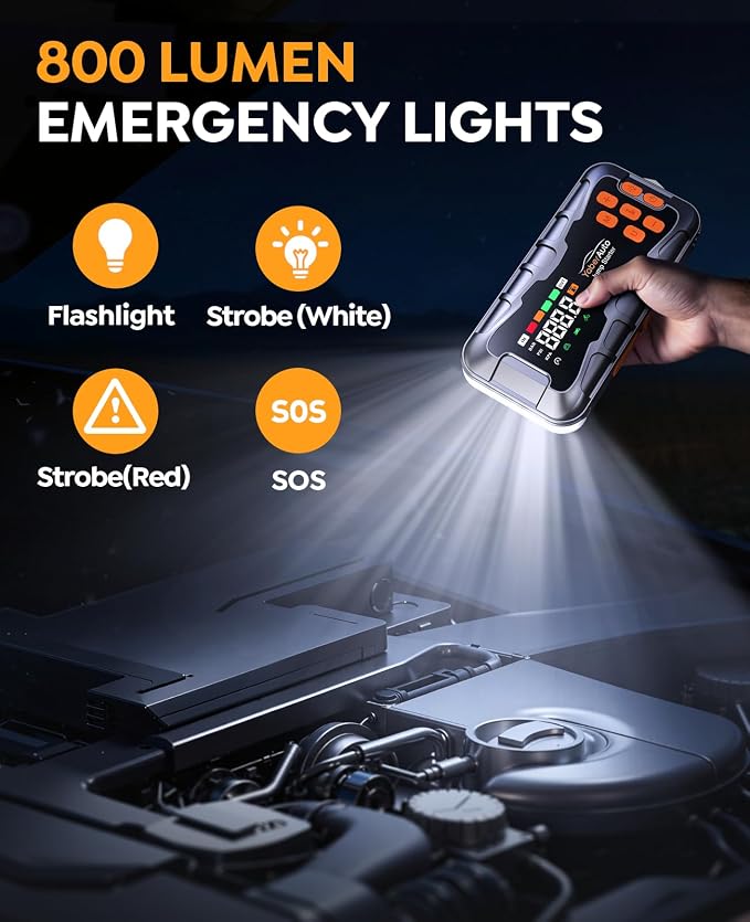 YaberAuto 16-in-1 Jump Starter with Air Compressor 8000A 160PSI Car Battery Jump Starter (All Gas/14L Diesel) 12V Jump Box Car Battery Jumper Starter Portable Jumper Cables, Emergency Tool Kit, Gloves