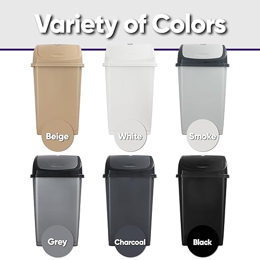 Superio Kitchen Trash Can 13 Gallon with Swing Lid, Plastic Garbage Can Outdoor and Indoor, Large 52 Qt Recycle Bin and Waste Basket for Home, Office, Garage, Patio, Restaurant (Black, 2 Pack)