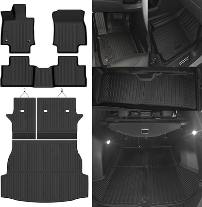 Custom Fit Floor Mats for Toyota RAV4 Hybrid 2019-2025(Not for Gas Model), All Weather TPE Floor Liners with Trunk Mat & Backrest Protectors, Odorless Full Set Interior Accessories