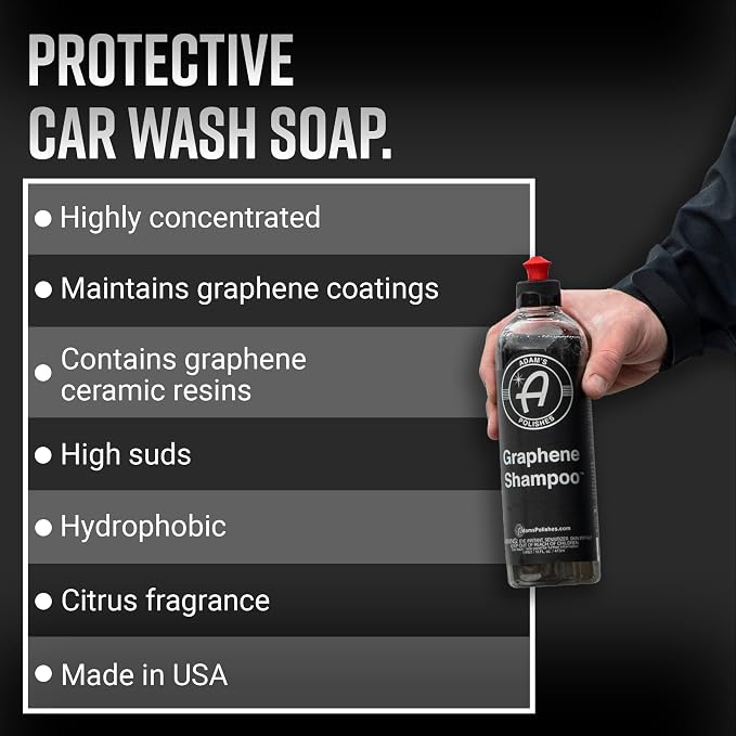 Adam's Polishes Graphene Shampoo Gallon, Graphene Ceramic Coating Infused Car Wash Soap, Powerful Cleaner & Protection In One Step, pH Neutral, High Suds For Foam Cannon, Foam Gun or Detailing Bucket