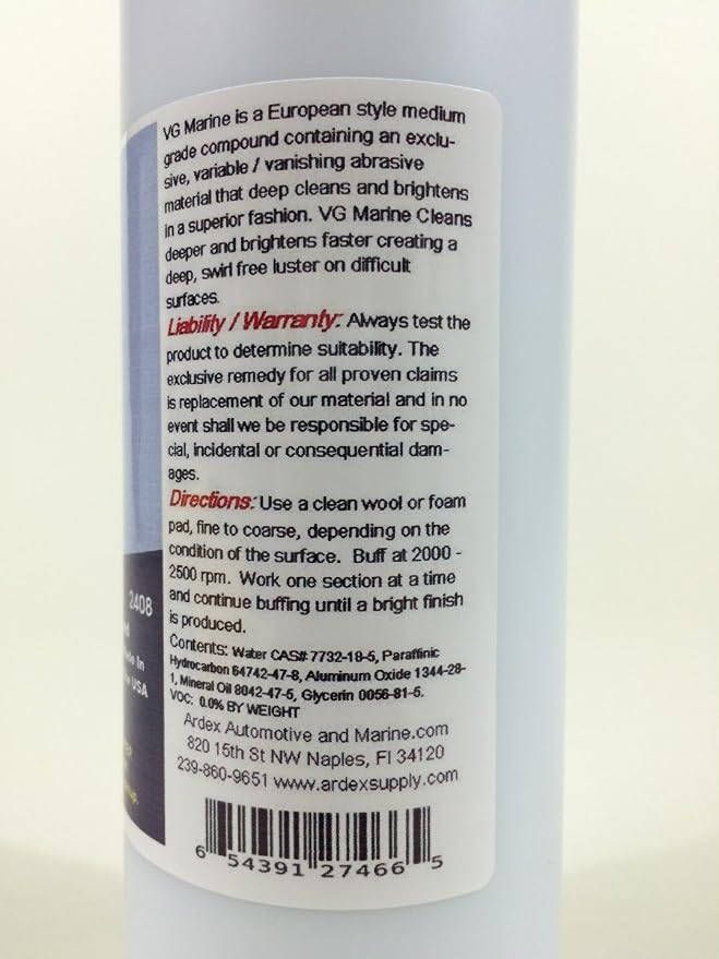 Ardex Labs Clearcoat-Gelcoat - Swirl Free - Automotive - Marine Crossover Rubbing Compound - 16 oz