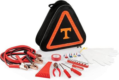 PICNIC TIME NCAA Tennessee Volunteers Roadside Emergency Car Kit, Auto Vehicle Safety Road Side Assistance with Jumper Cables and Car Tool Kit, (Black with Orange Accents)