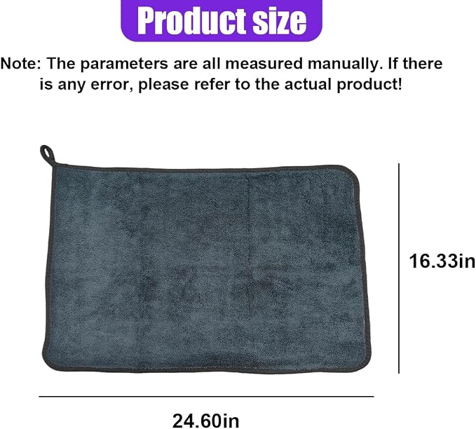 Microfiber Car Drying Towel - 16" x 24" Ultra Absorbent Cleaning Cloth with Twisted-Loop Design - Microfiber Towel for Car Detailing/Household, Without Streaks or Scratches (3PCS)