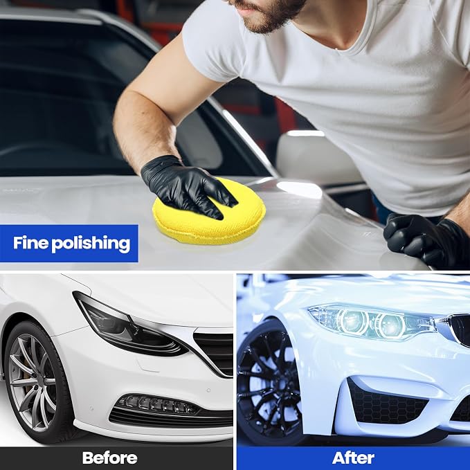 Tallew 50 Pcs Car Wax Microfiber Applicator Pads 5" Diameter Polishing Foam Pads Tire Soft Foam Sponge for Cars Detail Buffing Cleaning Polishing(5 Colors)