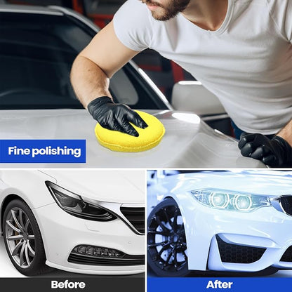 Tallew 50 Pcs Car Wax Microfiber Applicator Pads 5" Diameter Polishing Foam Pads Tire Soft Foam Sponge for Cars Detail Buffing Cleaning Polishing(5 Colors)
