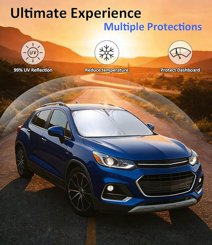 Windshield Sun Shade for 2013-2023 Chevy Trax Accessories, Car Front Window Sun Visor & Heat Shield | 240T Sunshade Protection Blocks UV Rays Keep Your Car Cooler