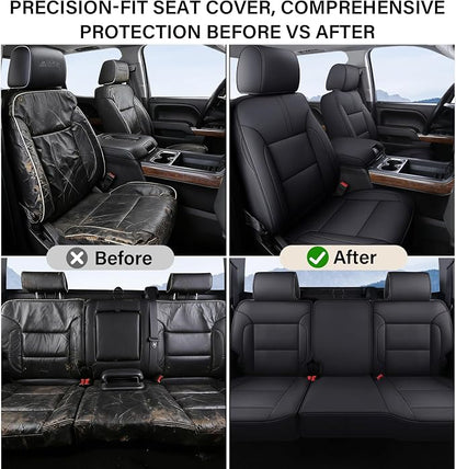 Coverado Chevy Silverado Seat Covers Full Set, Faux Leather Car Seat Covers Fit for 2014-2018 1500, 2015-2019 2500HD 3500HD Chevy Silverado GMC Sierra Crew Double Extended Cab (Black)
