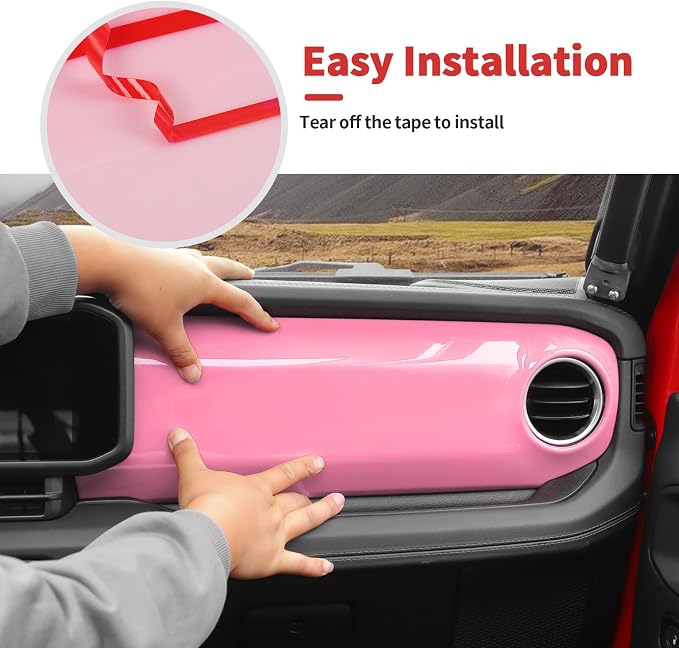 Center Console Dashboard Decorative Panel Trim Cover Kit Compatible with 2024-2026 Jeep Wrangler JL JLU & Jeep Gladiator JT(Pink)