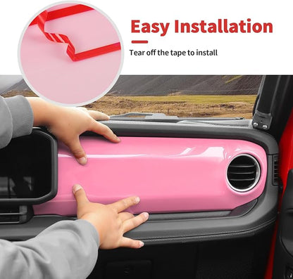 Center Console Dashboard Decorative Panel Trim Cover Kit Compatible with 2024-2026 Jeep Wrangler JL JLU & Jeep Gladiator JT(Pink)