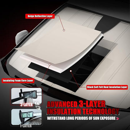 Windshield Sun Shade for Ford Bronco 2021-2026, Front Window Visor Accessories, Folding Design Blocks Heat & UV Rays Maintain Cool Interior and Save Space