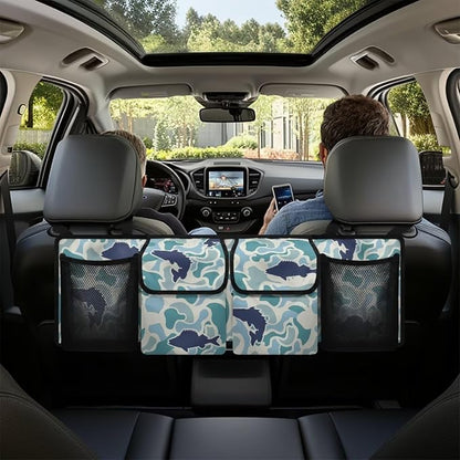Fish Hunter Camo Car Trunk Organizer Space Saving Hanging Automotive Back Seat Organizers Storage Bag with 4 Pocekts Car Accessories Interior for Most Cars,SUV,Sedan