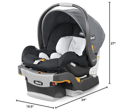 Chicco KeyFit 30 ClearTex Infant Car Seat and Base, Rear-Facing Seat for Infants 4-30 lbs., Includes Infant Head and Body Support, Compatible with Chicco Strollers, Baby Travel Gear, Pewter/Grey