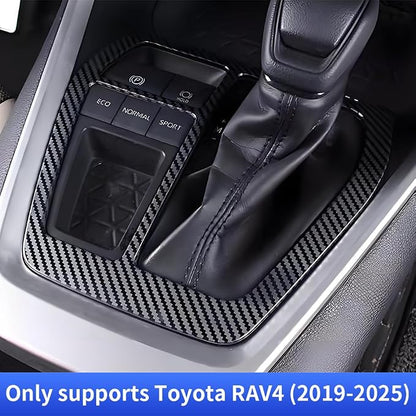 Car Central Control Gear Shift Panel Trim Cover for Toyota RAV4 2019 2020 2021 2022 2023 2024 2025 Auto Interior Decorations Accessories Center Console Protection Frame Carbon Fiber Style Kit