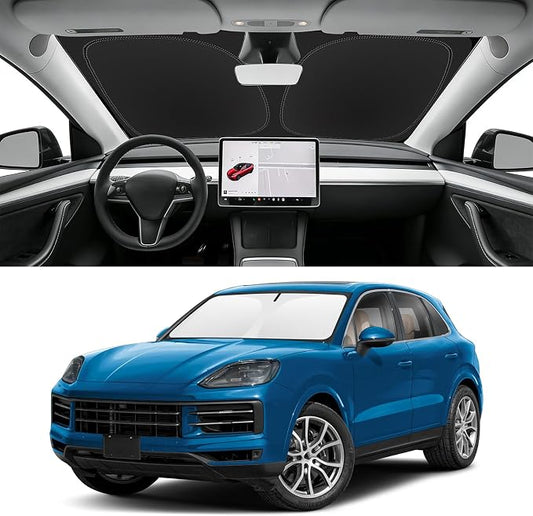 Custom Fit Windshield Sun Shade for Porsche Cayenne 2019-2026, Blocks UV & Heat, Front Window Sunshade Accessorie, Easy Fold & Store Keep Your Car Cooler