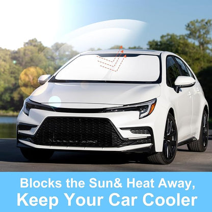 TINGLU Sun Shade for Toyota Corolla 2020-2025 2026(Not for Corolla Cross) Accessories Windshield Sun Shade Window Shade UV Rays Protection Sun Visor Cover with Steering Wheel Sunshade Storage Bag