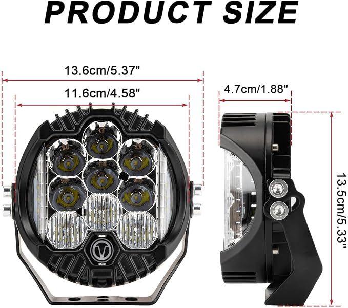 5 Inch Round Offroad Light - PSLER Driving Light Off Road 28W 5000LM Spot Flood Combo Work Light IP67 with DRL for Wrangler Pickup SUV ATV UTV Cart Trucks 4x4 F150（White）