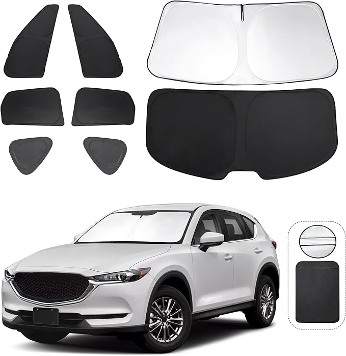 TINGLU Window Shades for Mazda CX-5 2017-2025 2026 Accessories Car Side Full Windows Rear Triangular Windshield Sun Shade Sun UV Rays & Privacy Protection for Camping,Napping,and Relaxing 8PCS
