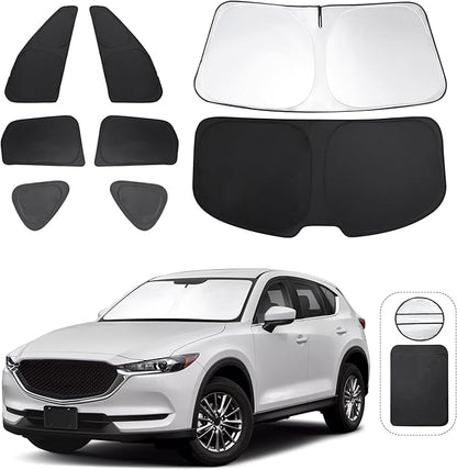 TINGLU Window Shades for Mazda CX-5 2017-2025 2026 Accessories Car Side Full Windows Rear Triangular Windshield Sun Shade Sun UV Rays & Privacy Protection for Camping,Napping,and Relaxing 8PCS