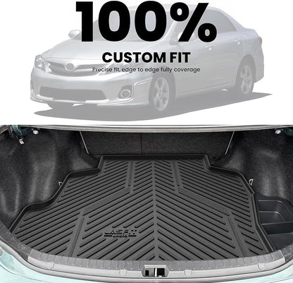 LASFIT Cargo Mat for 2009-2010 Toyota Corolla, All Weather TPE Custom Fit Trunk Mat Trunk Liner for Toyota Accessories, Waterproof, Easy to Clean, Black