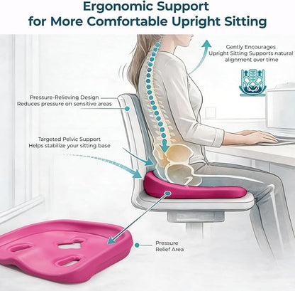 Ergonomic Posture Corrector Seat Support Cradle, High-Density EVA Pelvic Alignment Shaper for Office & Study Chairs, Non-Slip Tailbone Relief Spinal Pad, Durable Firm Design for Teens & Petite Adults