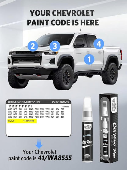 Blue Ice Metallic(WA931L/68) for Chevrolet Touch Up Paint Pen, 2 in 1 Car Scratch Remover with Pen Tip and Brush, Precise Color Match for Car Paint Scratch Repair, Quickly and Easily Fix Chips and Nicks