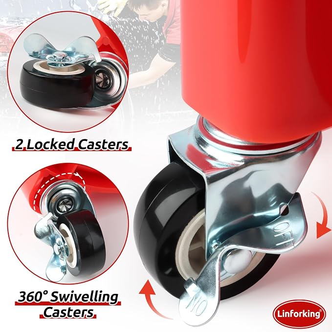 Bucket Dolly 5 Gallon with Wheels,360°Rolling Car Wash Buckets Dolly for 2.5 to 5 Gallon Buckets with Bucket Insert,Cleaning Brush,Supports Up to 300 lbs