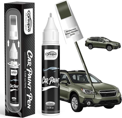 Wilderness Green Metallic(K4X) for Subaru Touch Up Paint Pen, 2 in 1 Car Scratch Remover with Pen Tip and Brush, Precise Color Match for Car Paint Scratch Repair, Quickly and Easily Fix Chips and Nicks