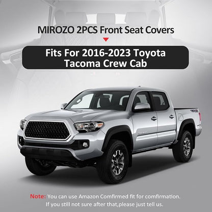 MIROZO Tacoma Front Seat Covers, Leather Car Seat Covers Waterproof Truck Seat Covers Fit for 2016-2023 Toyota Tacoma Crew Cab,Automotive Seat Protector Tacoma Accessories (Black and Red,2PCS Front)