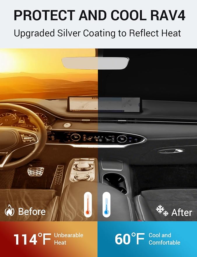 Proadsy 2026 Upgrade Windshield Sun Shade Custom Fit Genesis GV70 2022-2025 2026 Foldable Front Sunshade Protector Sun Visor Blocks UV Rays Keep Car Cooler Accessories