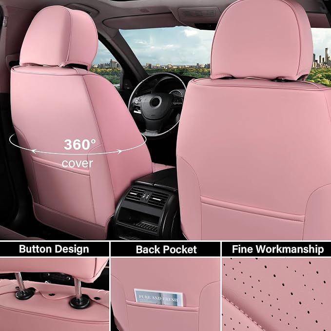 Coverado Car Seat Covers, Car Seat Covers Front Seats, 2-Pack Front Seat Cover, Nappa Leather Waterproof Seat Covers, Car Seat Protectors, Automotive Seat Covers Universal Fit for Most Vehicles